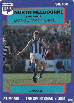 1990 AFL Scanlens Stimorol #98 Matthew Larkin Front